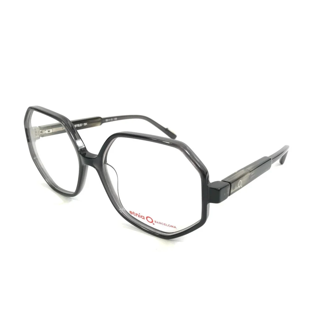 Etnia Barcelona Eyeglasses Frames STELE BK Black Geometric Heptagonal 56-16-138